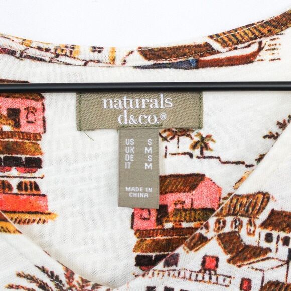 Naturals D&Co Cotton Linen Blend Villa Print Sleeveless Tank Midi Dress Small - Picture 6 of 7